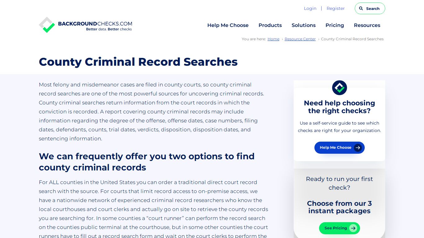 County Criminal Record Searches - background checks